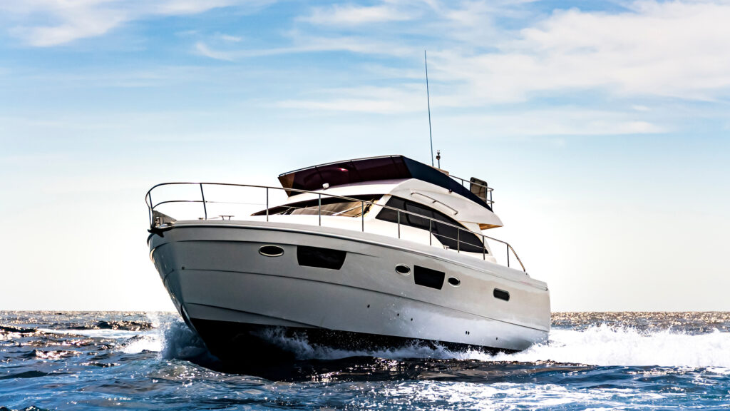 Luxurious motor boat sailing the sea